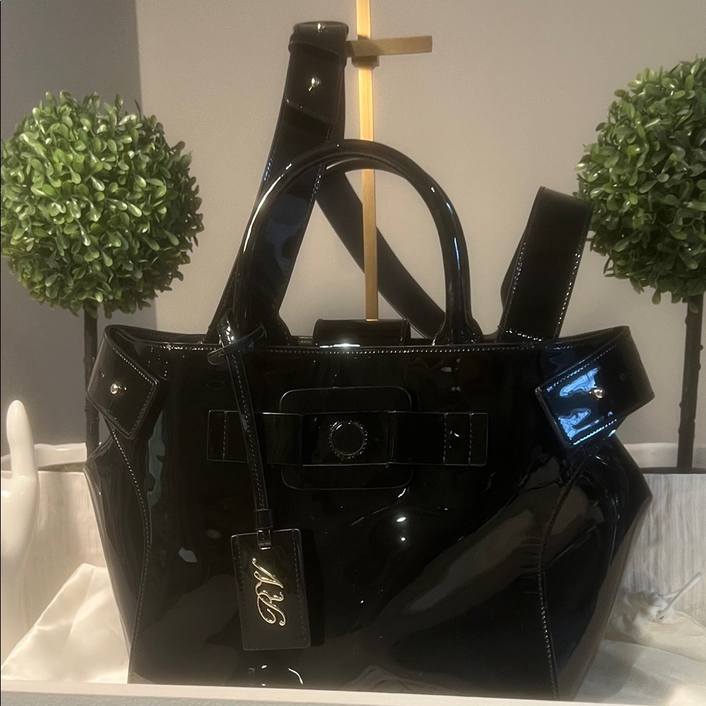 Roger Vivier Glossy Black Patent Satchel - Picture 6 of 10